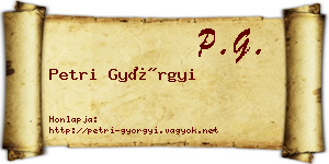 Petri Györgyi névjegykártya