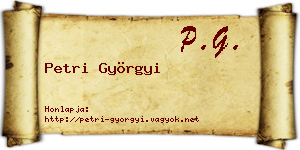 Petri Györgyi névjegykártya